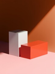 Poster - Geometric Shapes in Soft Light A Minimalist Composition with Color Contrast and Shadows