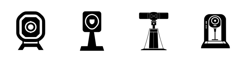 Poster - Vector illustration of various black and white icons representing measurement devices and equipment