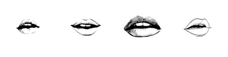 Poster - Creative icon set featuring diverse lips designs for artistic expression and communication