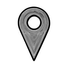 Poster - Icon set featuring a stylized location pin with circular patterns and a minimalist design