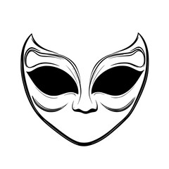 Poster - Icon set featuring a stylized alien face in black and white with distinctive features and sleek design elements for creative projects