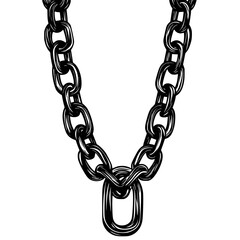 Poster - Stylized icon set depicting a chain design featuring interconnected links and a prominent central link for graphic use