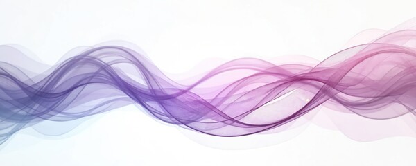 Poster - Abstract digital illustration features flowing light waves, electromagnetic field lines. Dynamic, swirling patterns in violet, purple, pink hues. Energy, motion, fluid movement on white backdrop.