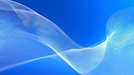 Aufkleber - Abstract Blue Background with Elegant White Flowing Lines Modern Design Digital Art Smooth Wave Pattern for Website Banner Presentation Template Graphic Resource soft style light  