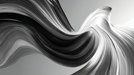 Poster - Abstract Monochrome Swirling Design Elegant Black White Dynamic Flowing Curves Artistic 3D Render Modern Background  Fluid Lines Graphic Texture Wallpaper Illustration Digital Art 