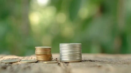 Aufkleber - Wealth and Growth: Stacked coins showcase financial prosperity, symbolizing growth, investment, and the accumulation of wealth. A visual metaphor for economic success