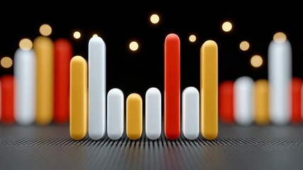 Poster - Data Insights: A vibrant data representation comes alive through a stylized, three-dimensional bar graph composed of cylindrical forms. It's a striking visualization of information.