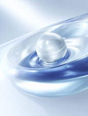 Poster - Abstract image of a translucent sphere resting in a swirling, liquidlike form.  Evokes feelings of serenity, purity, and innovation.