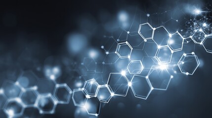 Aufkleber - Abstract Network Hexagon Structure Digital Art Background Technology Futuristic Design Elegant Blue Gradient Modern Illustration Science Concept Innovation Graphic Web Banner      