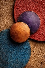 Poster - Close-up of textured leather circles in colorful arrangements