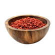 © Opi - Goji berries in wooden bowl, Bowl and scoop with dried goji berries, isolated on transparent background