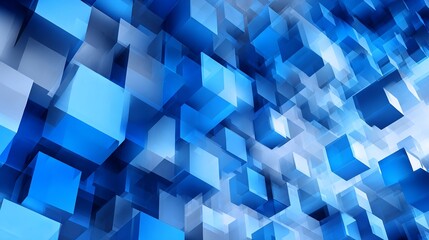 Poster - Abstract Blue Cubes 3D Digital Art Background Modern Geometric Shapes Design Technology Innovation Futuristic Wallpaper Graphic Resource Illustration Business Presentation Template