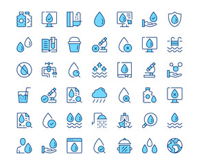 Poster - water icons. vector line icon set. modern outline design. blue concept