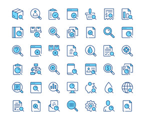 Poster - search icons. vector line icon set. modern outline design. blue concept