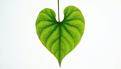 Poster - Heart shaped paulownia tree leaf isolated on white background. Green foliage close-up. Nature macro details. Healthy growth, ecology, botanical, botany design.