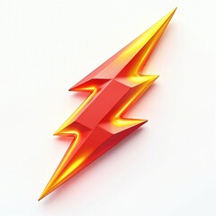 Leinwandbilder - 3D rendering of vibrant lightning bolt icon. Red orange yellow colors. Symbol of energy power electricity charge speed. Abstract design. Digital art. Futuristic, modern visual effect.