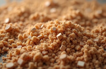 Poster - Close-up sawdust texture background. Wood shaving details, small cubes of brown timber. Carpentry construction industry background. Wood production. Sawdust texture background, suitable for design,