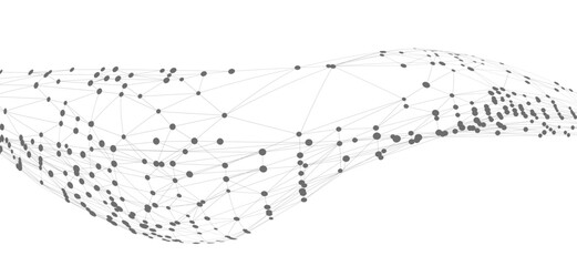 Leinwandbilder - Dots connected by lines. Abstract wave. Minimalist mesh. Abstract polygonal shape.