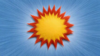 Aufkleber - Bright Sunburst Graphic: A vibrant, stylized sunburst graphic, radiating energy and warmth, perfect for adding a sunny feel to your designs.