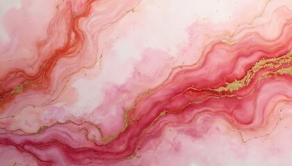 Poster - Abstract watercolor background in rose blush tones with golden lines, dots. Pastel marble alcohol ink drawing effect. For invitations, template cards, trendy creative design, decoration or wedding.
