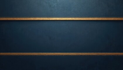 Fototapete - Vintage dark blue paper background with gold ribbon stripes, grunge grainy texture. Template for luxury design, classic business project, wedding invitation, premium brand, elegant presentation.