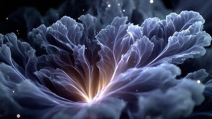 Aufkleber - Abstract Fractal Flower: A close-up, eye-level perspective of a mesmerizing fractal flower, rendered with intricate details, showcasing the beauty of abstract art and digital rendering.
