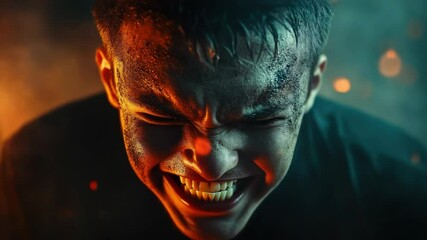 Poster - A close-up view of a man's face with his mouth open, suitable for use in expressions or reactions