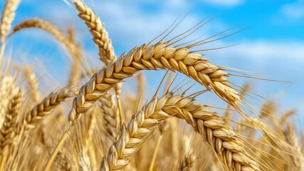 Aufkleber - A close-up of a wheat field with a blue sky in the background, suitable for rural or agricultural-themed projects