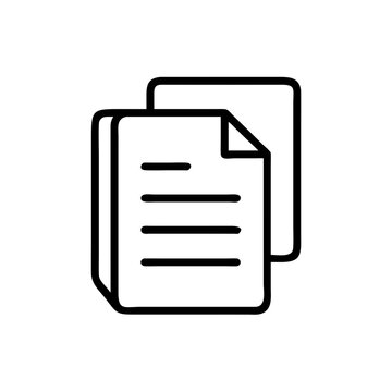 Two stacked documents with text lines and a folded corner in a simple graphic representation style