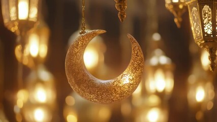 Poster - A crescent-shaped decoration hung from a string, ideal for parties or events