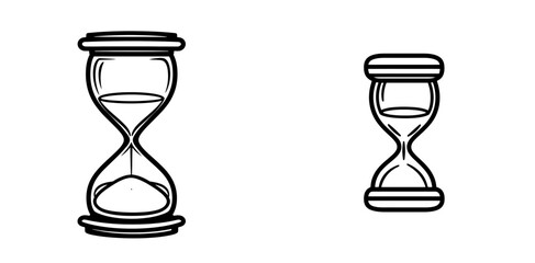 Poster - Hourglass icon represented in two sizes, emphasizing the passage of time with minimalistic design elements