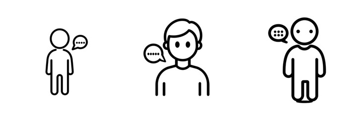Poster - Icons of communication featuring different stages of conversation using isolated line art design