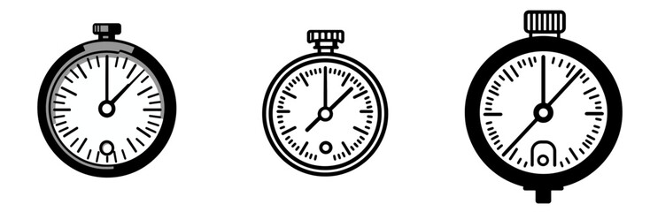 Poster - Stopwatch icons representing time measurement in various designs for use in applications related to sports or event timing