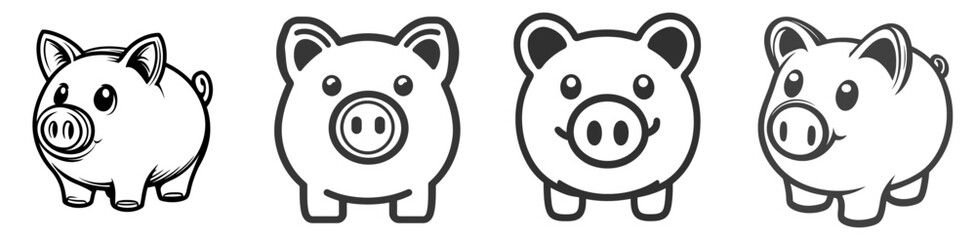 Poster - Cute pig icon set featuring various styles and expressions isolated on white background