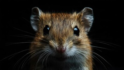 Poster - A detailed view of a mouse's face on a dark background