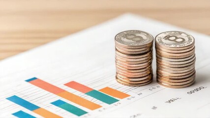Poster - Stacked Coins Representing Digital Currency Trends and Financial Growth with Charts and Data Visualization