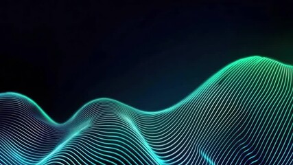 Poster - abstract colorful wave pattern with neon lines on dark background creating a modern dynamic visual e