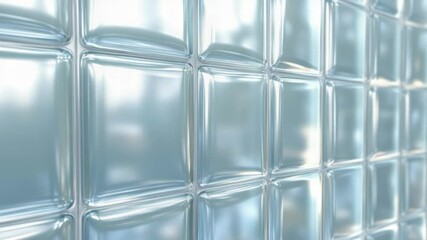 Aufkleber - Close-up view of a textured glass block wall with rectangular shapes and slight reflections