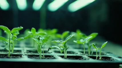 Poster - Close-up shot of a person's hand gently touching plants, suitable for use in educational or environmental contexts