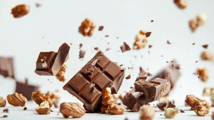 Poster - Pieces of chocolate and nuts falling from the sky, a sweet surprise