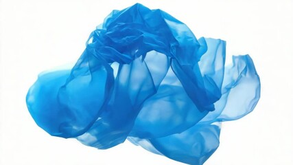 Poster - A close-up view of a blue cloth lying on a white surface, suitable for use in various design and composition contexts