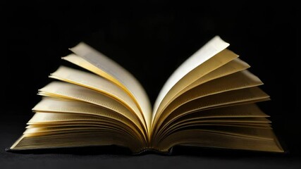 Poster - An open book lies on a black surface, waiting to be read