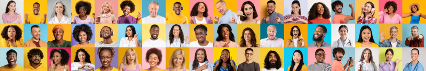 Poster - A vibrant collage featuring diverse individuals from various backgrounds, expressing joy and connection.