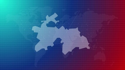 Poster - Tajikistan map futuristic country shape connected global map with blue gradient background