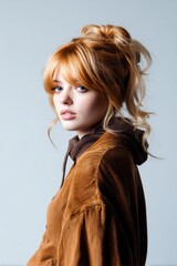 Aufkleber - A woman with red hair and a brown hoodie