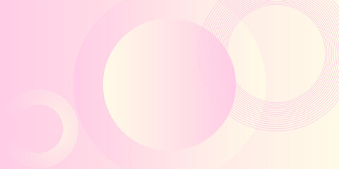 Poster - Minimalist banner background, pastel colorful, pink and yellow gradations. Circle effect style geometric, abstract background. Eps 10.