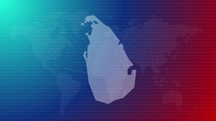 Poster - Sri lanka map futuristic country shape connected global map with blue gradient background