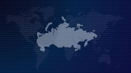 Poster - Russia map futuristic Russian country shape connected global map with blue gradient background