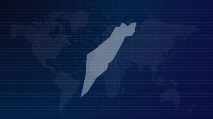 Poster - Palestine map futuristic Palestinian country shape connected global map with blue gradient background