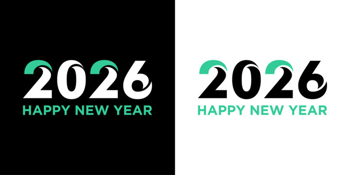 New Year 2026 logo. with simple numbers. Holiday greeting card. Vector illustration. Holiday design for flyers, greeting cards, invitations, calendars, etc. Vector illustration